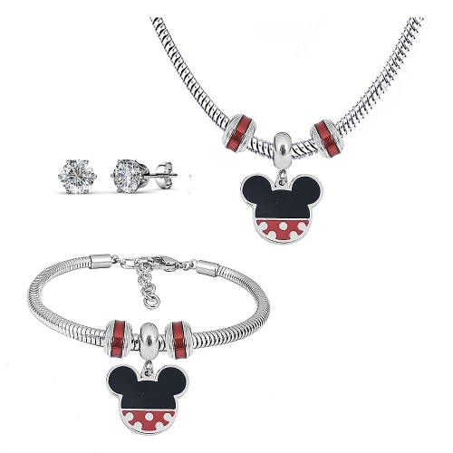 Stainless steel pandor*a necklace bracelet and earring set P200902-T66
