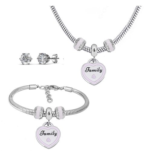 Stainless steel pandor*a necklace bracelet and earring set P200902-T18