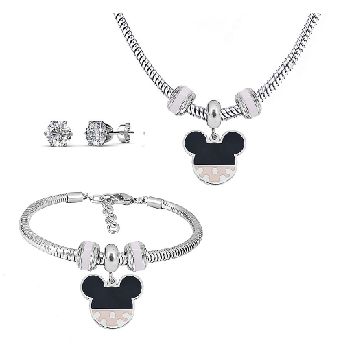 Stainless steel pandor*a necklace bracelet and earring set P200902-T64