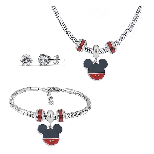 Stainless steel pandor*a necklace bracelet and earring set P200902-T4