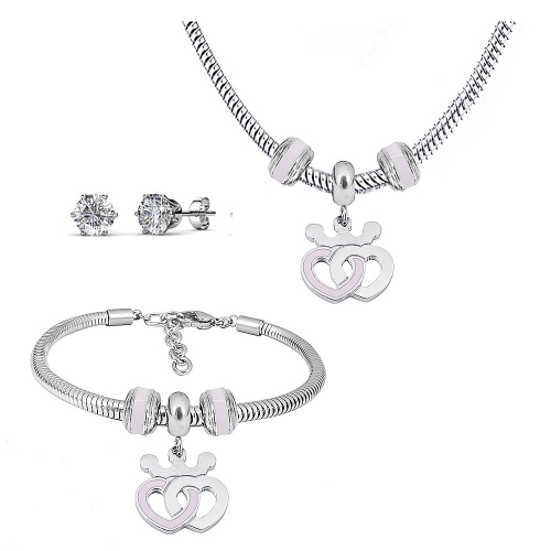 Stainless steel pandor*a necklace bracelet and earring set P200902-T38