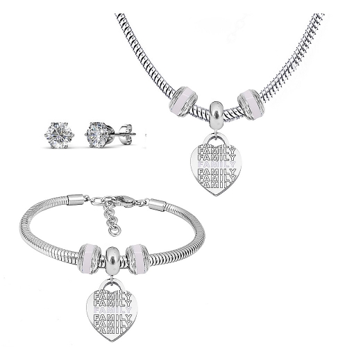 Stainless steel pandor*a necklace bracelet and earring set P200902-T26