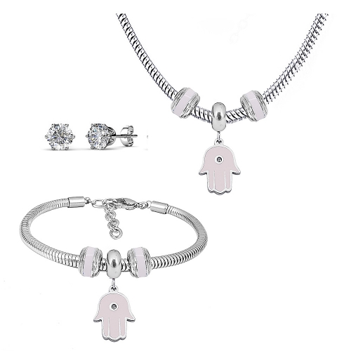 Stainless steel pandor*a necklace bracelet and earring set P200902-T13