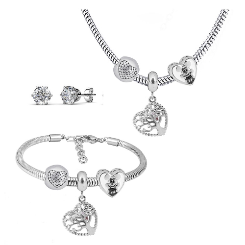 Stainless steel pandor*a necklace bracelet and earring set P200902-T104