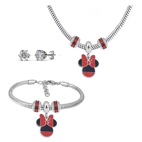 Stainless steel pandor*a necklace bracelet and earring set P200902-T10