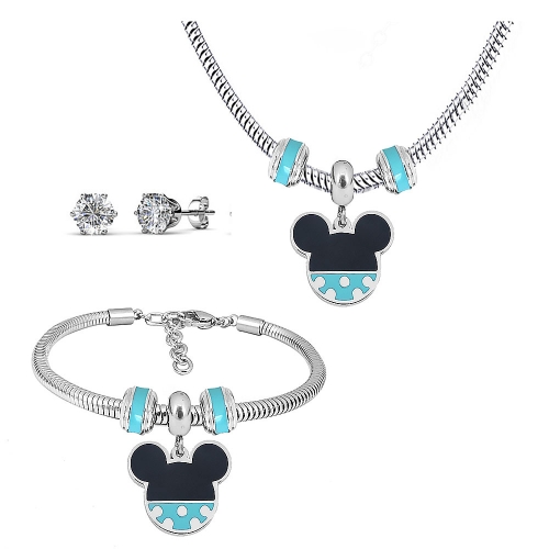 Stainless steel pandor*a necklace bracelet and earring set P200902-T65