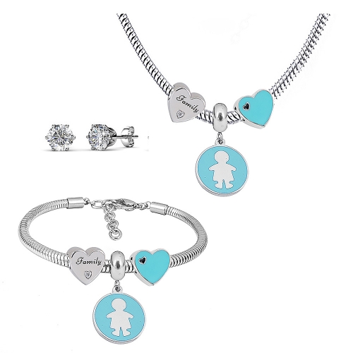 Stainless steel pandor*a necklace bracelet and earring set P200902-T77