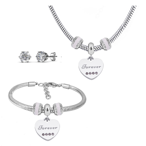 Stainless steel pandor*a necklace bracelet and earring set P200902-T56