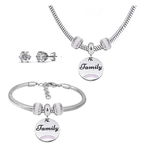 Stainless steel pandor*a necklace bracelet and earring set P200902-T33