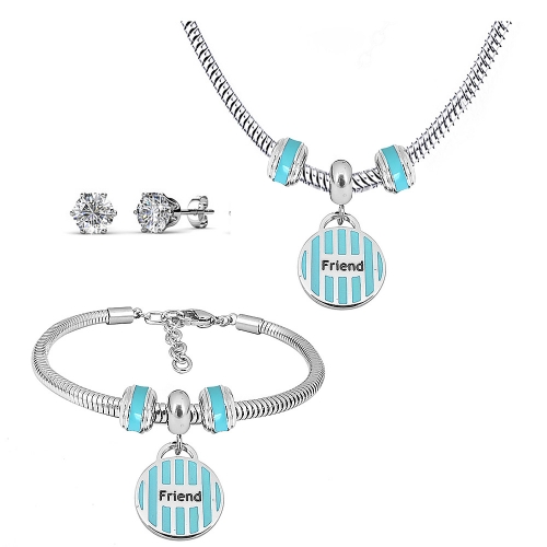 Stainless steel pandor*a necklace bracelet and earring set P200902-T44