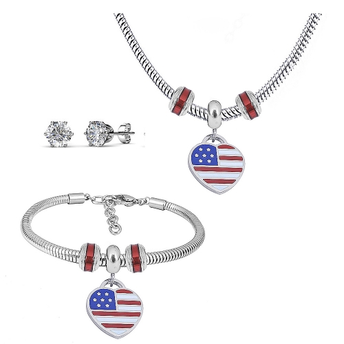 Stainless steel pandor*a necklace bracelet and earring set P200902-T47