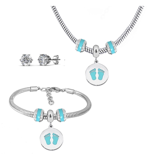 Stainless steel pandor*a necklace bracelet and earring set P200902-T31
