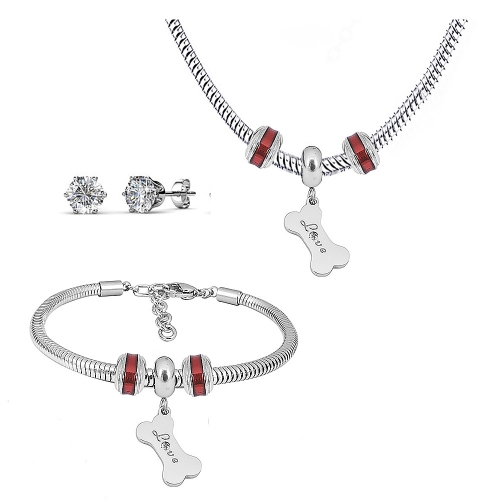 Stainless steel pandor*a necklace bracelet and earring set P200902-T53