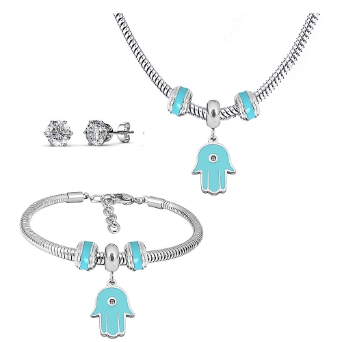 Stainless steel pandor*a necklace bracelet and earring set P200902-T12