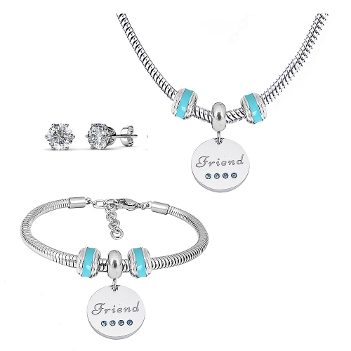 Stainless steel pandor*a necklace bracelet and earring set P200902-T63