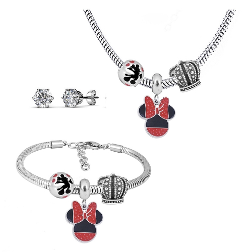 Stainless steel pandor*a necklace bracelet and earring set P200902-T99