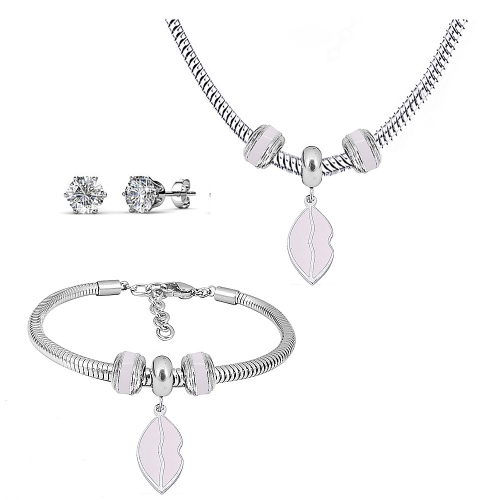 Stainless steel pandor*a necklace bracelet and earring set P200902-T21