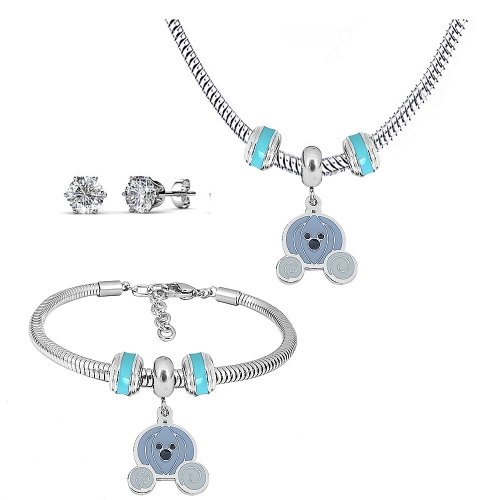 Stainless steel pandor*a necklace bracelet and earring set P200902-T71