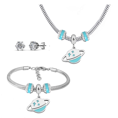 Stainless steel pandor*a necklace bracelet and earring set P200902-T23