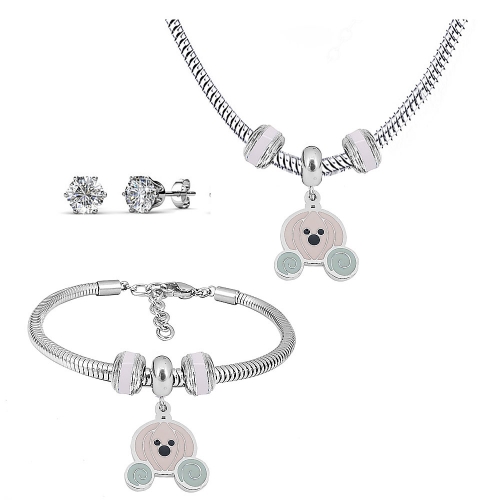 Stainless steel pandor*a necklace bracelet and earring set P200902-T70