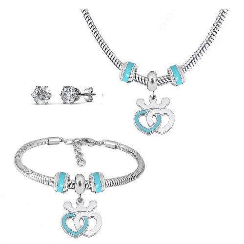 Stainless steel pandor*a necklace bracelet and earring set P200902-T39