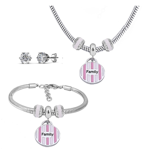 Stainless steel pandor*a necklace bracelet and earring set P200902-T43