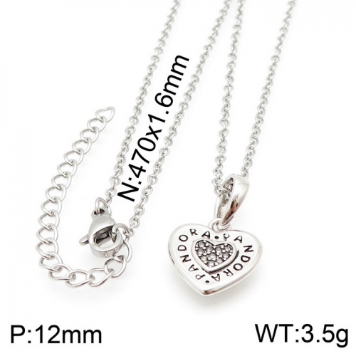 Stainless steel Pandor*a Necklace XL-081S-P15