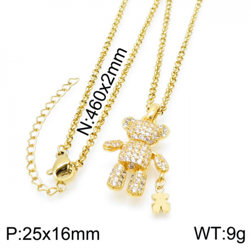 Stainless Steel Tou*s Necklace-XL-097G-300-21