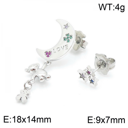Stainless Steel Tou*s Earrings-ED-144S-214-15