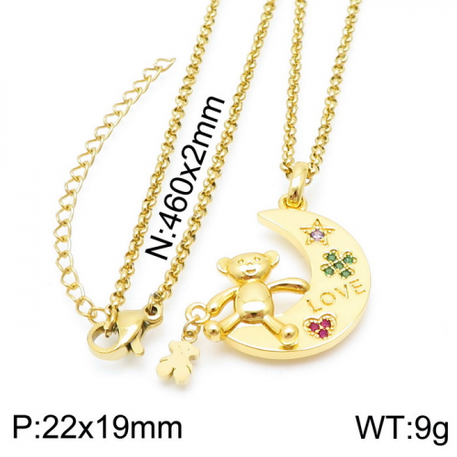 Stainless Steel Tou*s Necklace-XL-096G-271-19