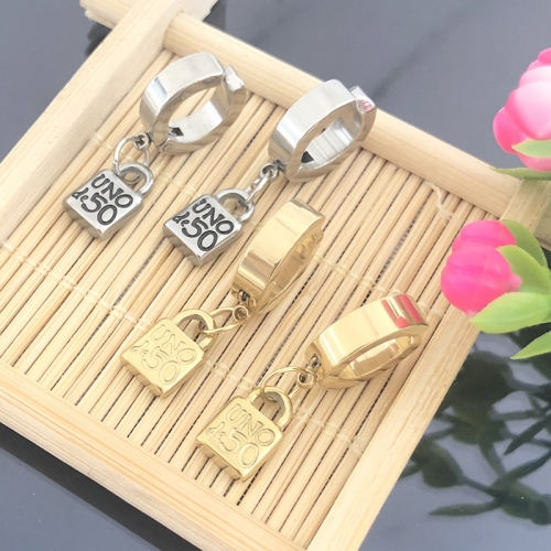 Stainless Steel uno de 50 Earrings-Gold color-CH210525-U040-P9.8