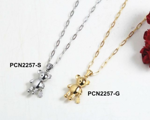 Stainless Steel Tou*s Necklace-PCN2257-S-P17Y