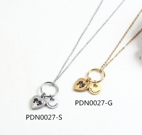 Stainless Steel Pandor*a Necklace-PDN0027-G-15A