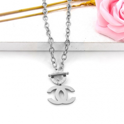 Stainless Steel Brand Necklace-HY211118-P16N