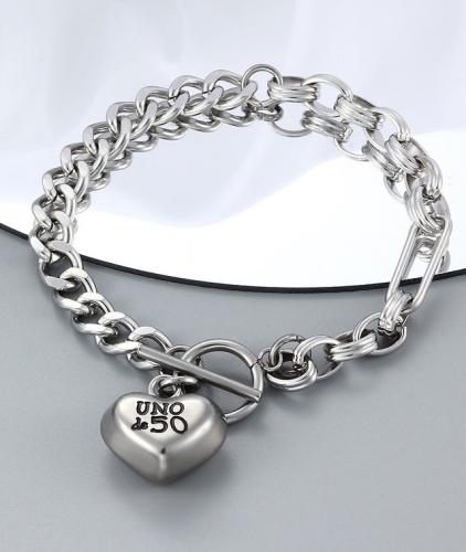 Stainless Steel Uno de 50 Bracelet-CH220223-P13RZZ