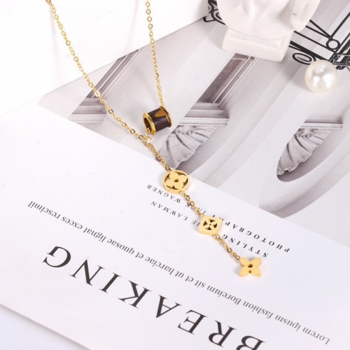 Stainless Steel Brand Necklace-HY220412-P15C