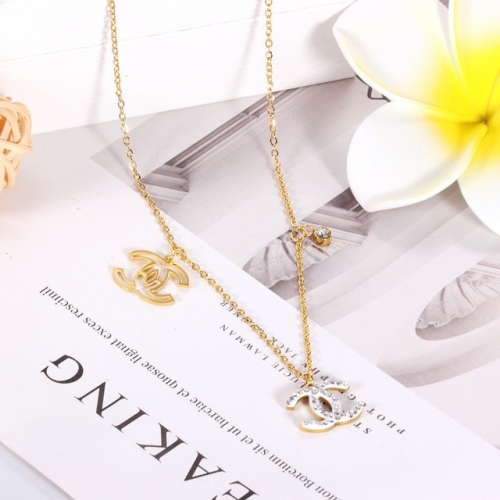 Stainless Steel Brand Necklace-HY220412-P15W