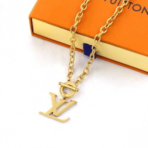 Stainless Steel Brand Necklace-HY220412-P14CES