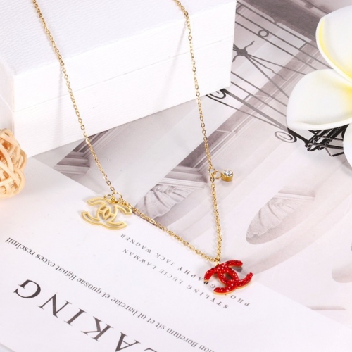 Stainless Steel Brand Necklace-HY220412-P15E