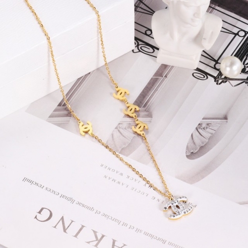 Stainless Steel Brand Necklace-HY220412-P16W