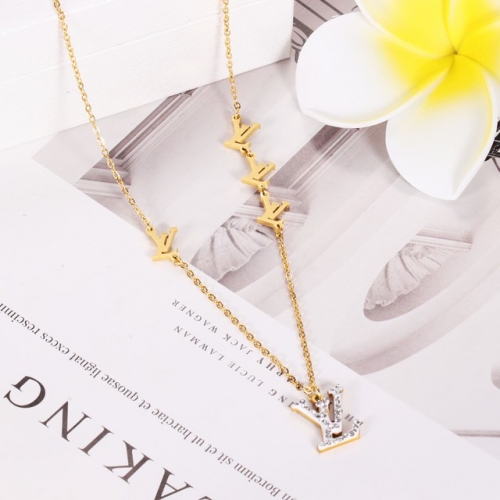 Stainless Steel Brand Necklace-HY220412-P16U