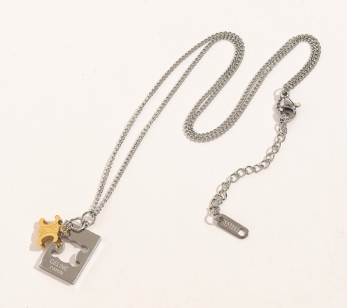 Stainless Steel Brand Necklace-YWA220511-P11.5SAG