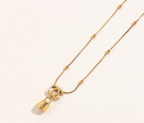 Stainless Steel Brand Necklace-YWA220511-P13FS