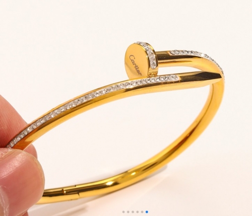 Stainless Steel Brand Bangle-YWA220511-P17DGS