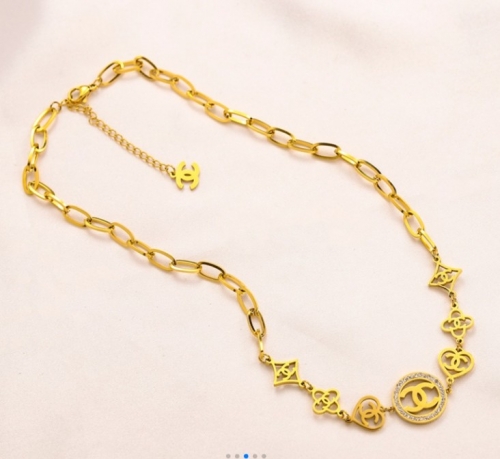 Stainless Steel Brand Necklace-YWA220526-P16DSF