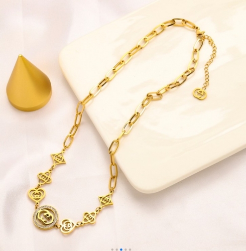 Stainless Steel Brand Necklace-YWA220526-P16WQRE