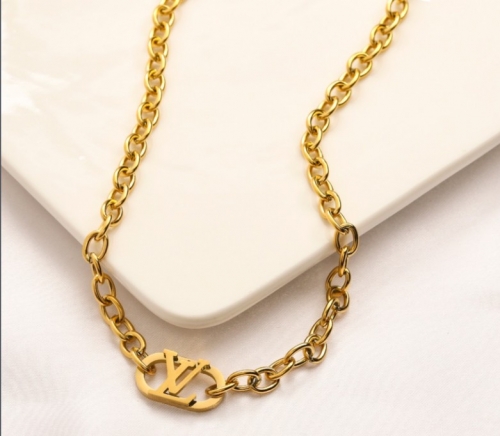 Stainless Steel Brand Necklace-YWA220712-P11DG