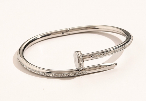 Stainless Steel Brand Bangle-YWA220526-P17SADSLK