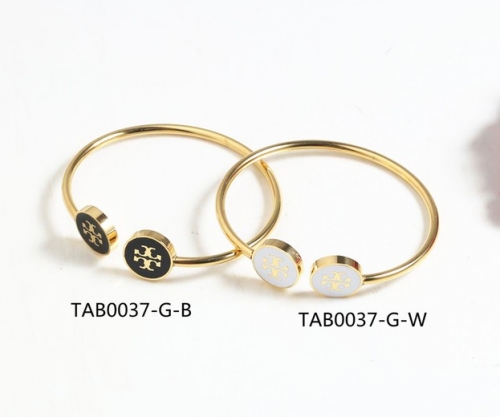 Stainless Steel Brand Bangle-SN220830-TAB0037-G-W