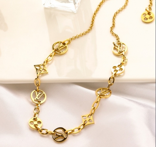 Stainless Steel Brand Necklace-YWA220511-P18FGD